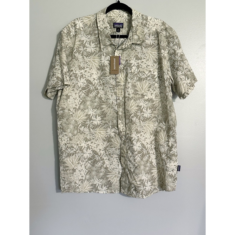 New Patagonia Men's Go To Hawaiian Shirt Canyon Hike Garden Green Size X-Large
